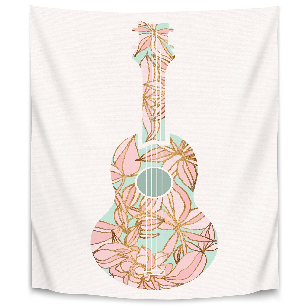 Golden Ukulele by Modern Tropical  Wall Tapestry - Americanflat